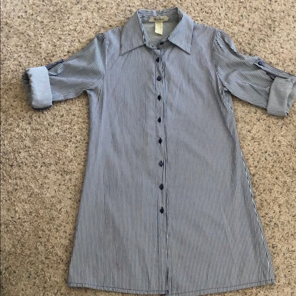 Blue Pin-strip Shirt Dress